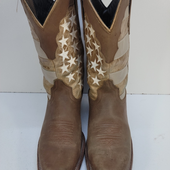 JB Dillon Reserve Patriot Tan Leather Western Boots Size 9 1/2 B - Picture 2 of 11